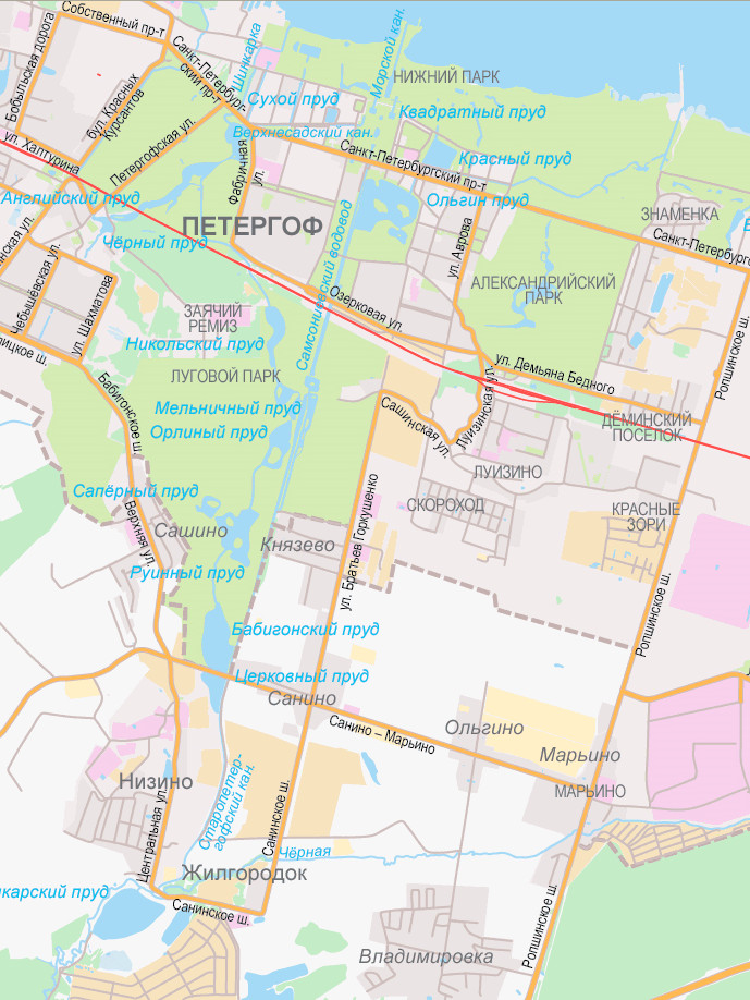 Карта ГФЗ Санкт-Петербурга с улицами