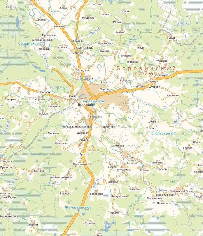 Подробная карта Новгородской области