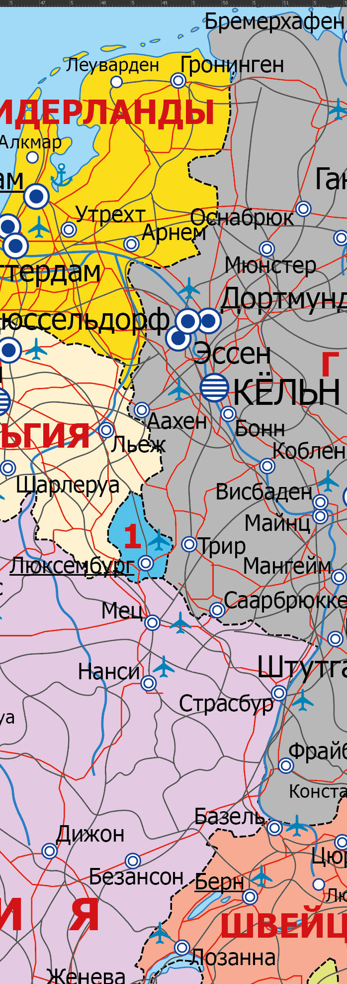 Векторная карта Европы с городами [Европа-ПБ]