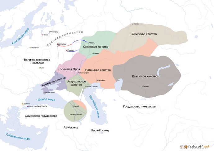 Карты распада Золотой Орды и Тюрко-татарские государства