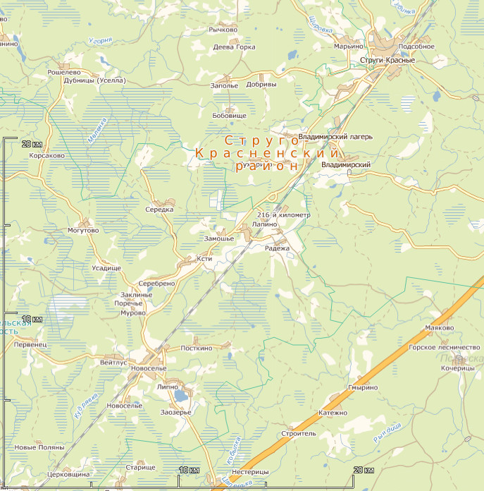 Карта Псковской области [ с районами и волостями]