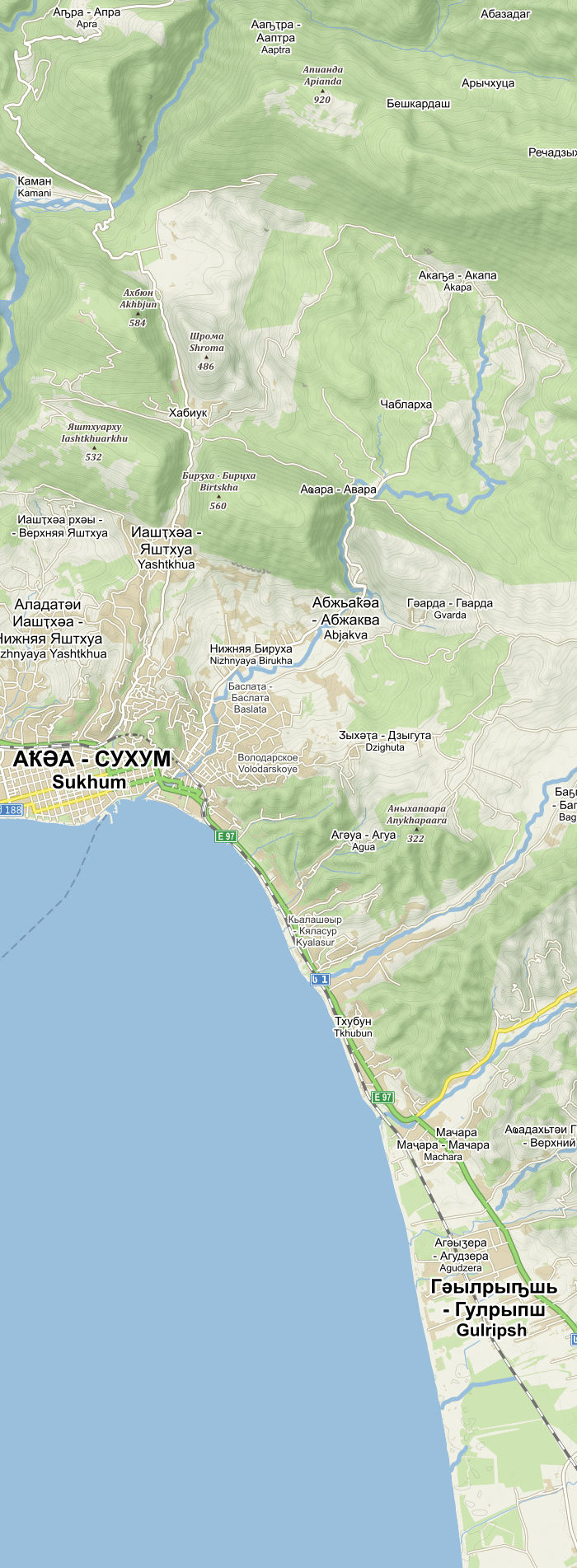 Карта Абхазия-ПГП на 2025 год для скачивания и печати  формат PDF TIF Карта Абхазия-ПГП на 2025 год для скачивания и печати  формат PDF TIF