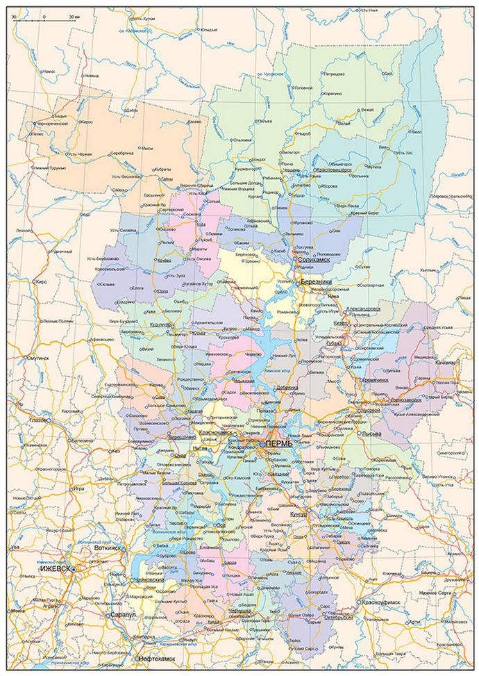 Векторные карты Пермского края для скачивания и печати AI SVG EPS PDF