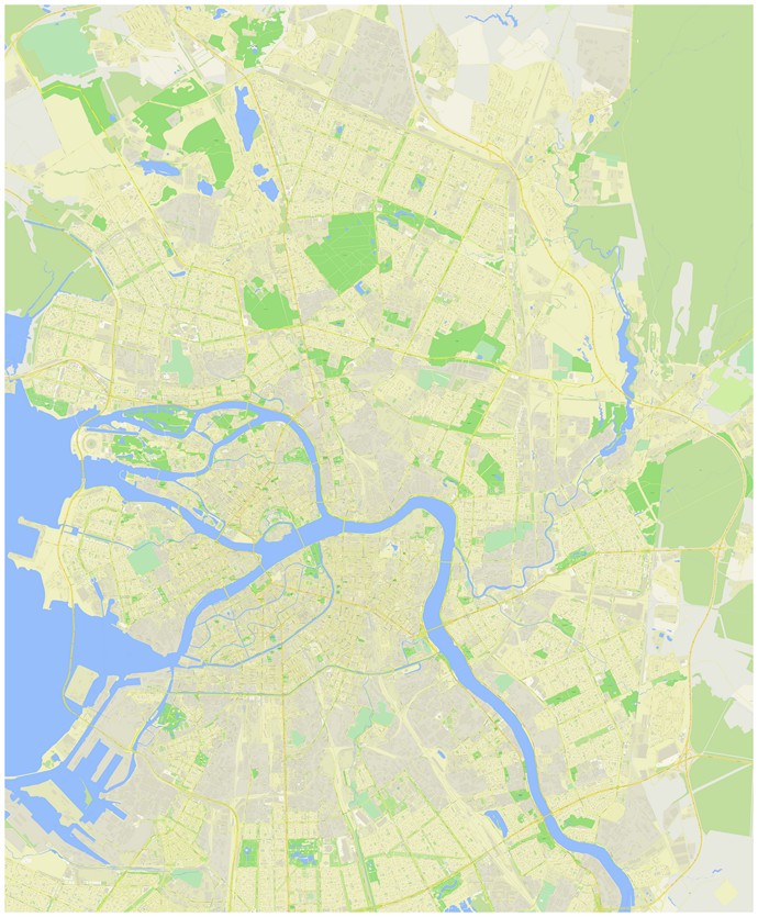 Карта Санкт-Петербурга с улицами и нумерацией
