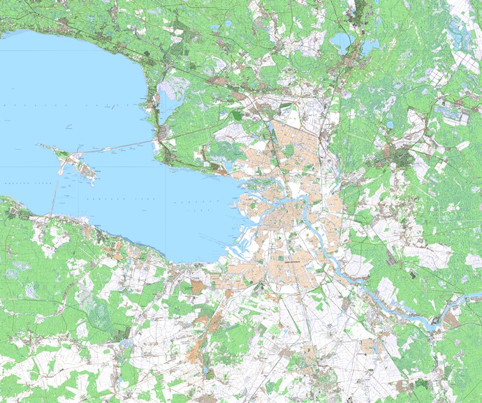 Топографическая карта Санкт-Петербурга (500 м)
