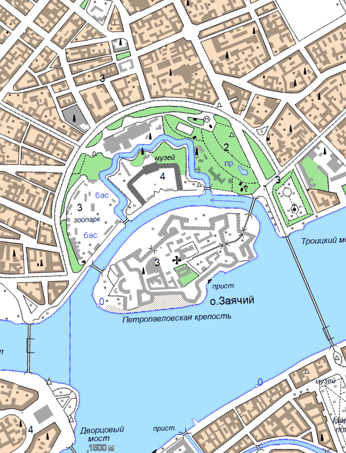 Топографическая карта Санкт-Петербурга (250 м)