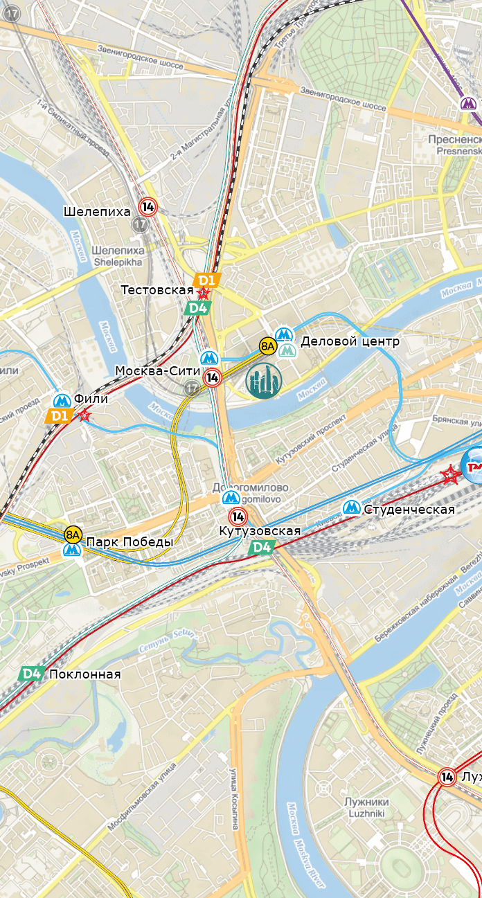 Векторная карта метро и ж/д Москвы МЖДМ