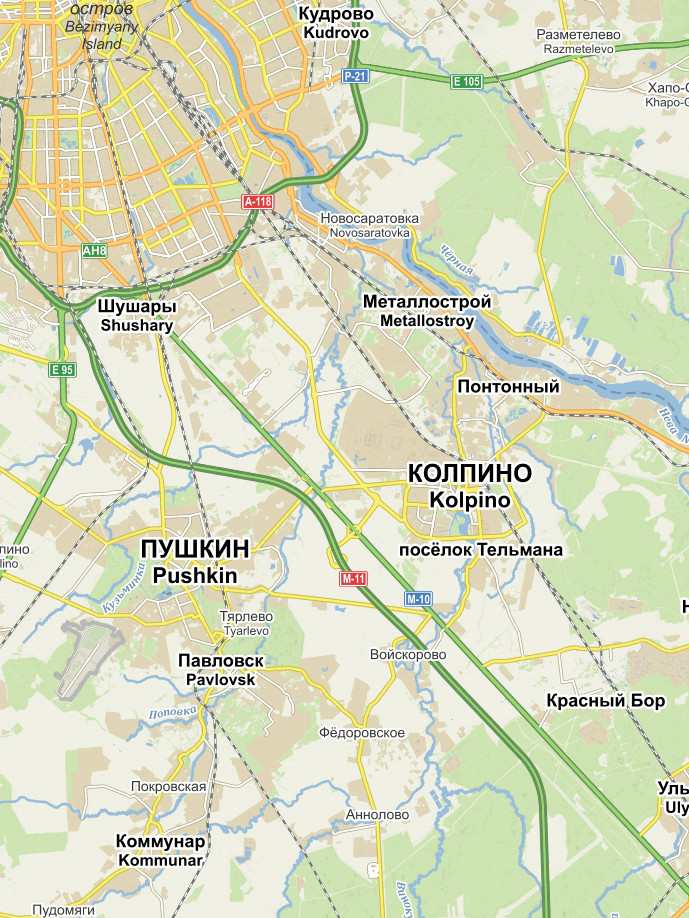 Дорожная карта Санкт-Петербург - Москва