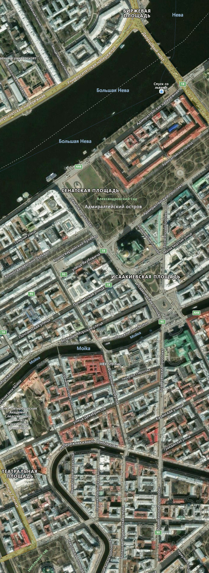 Спутниковая гибридная карта Санкт-Петербурга СПБ-СГЦ z17 Р25