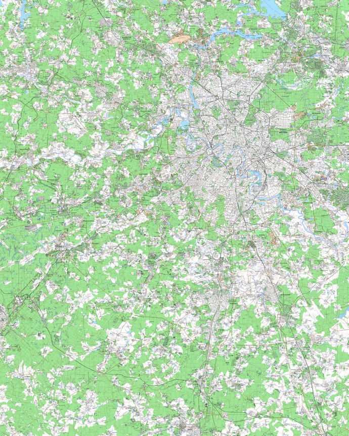 Топографическая карта Большой Москвы