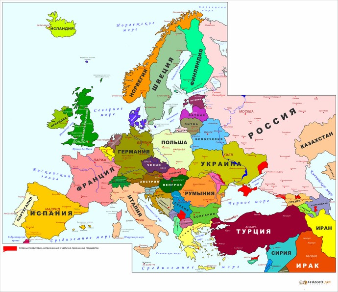 Политическая карта Европы на 2022 год