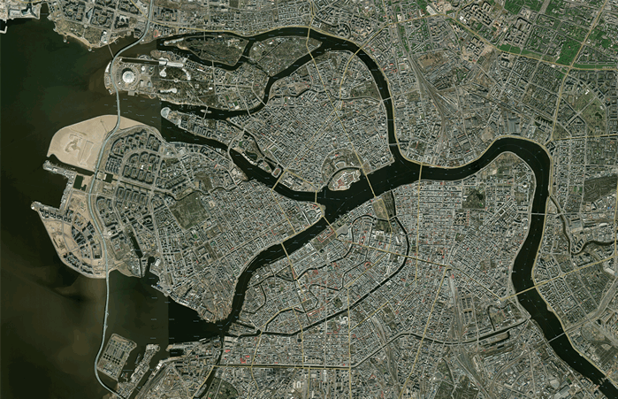 Спутниковая гибридная карта Санкт-Петербурга СПБ-СГЦ z17 Р25