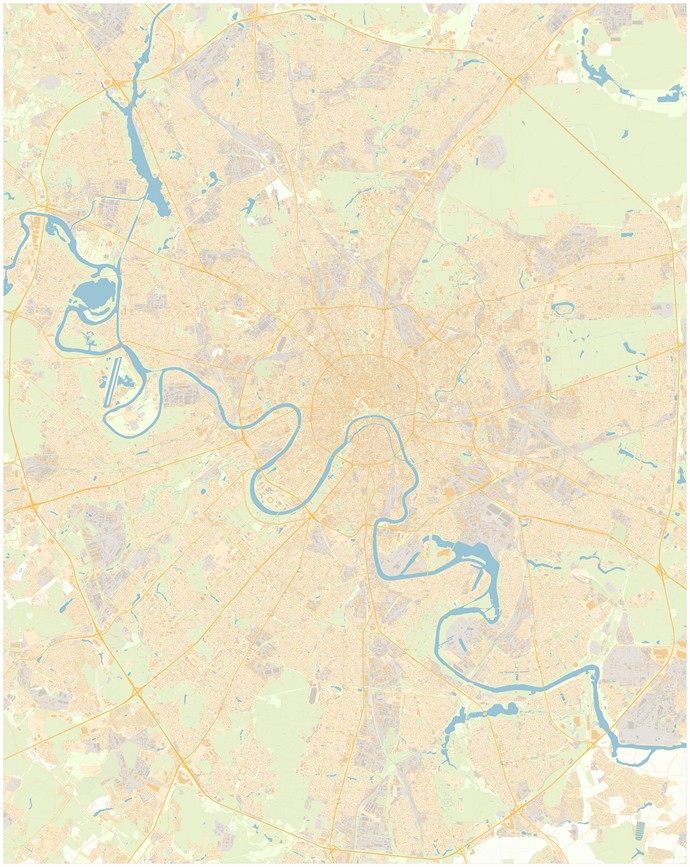 Карта Москвы в пределах МКАД с номерами домов