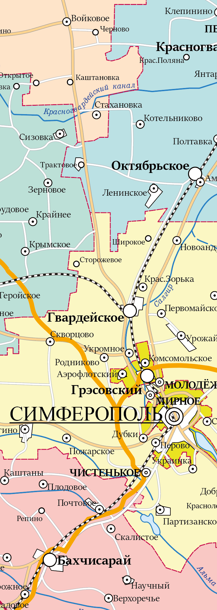 Векторная административная карта Крым-ВАКК для скачивания и печати AI