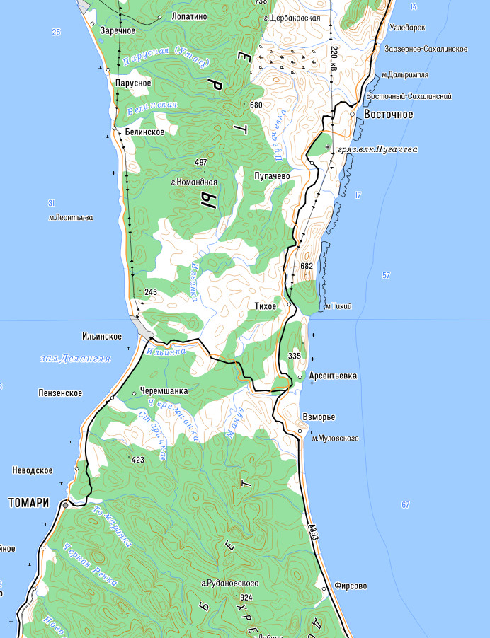 Обзорная карта Сахалина