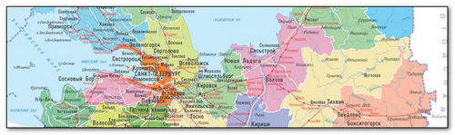 Административная карта Ленинградской области А3