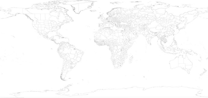 Векторные контурные административные карты мира с регионами