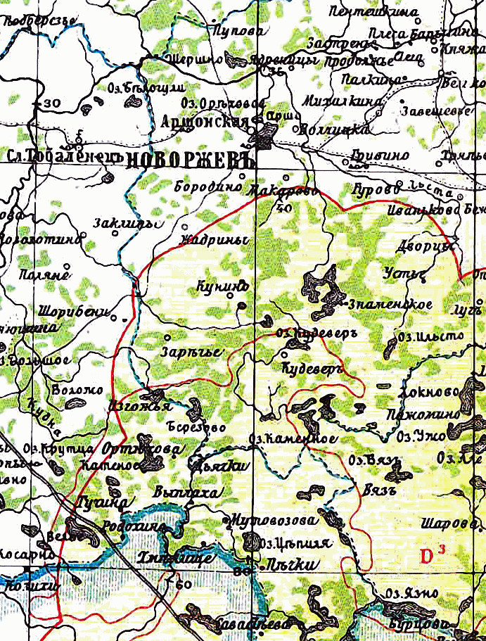 Карта Псковской губернии [сост. Н.Кудрявцев]