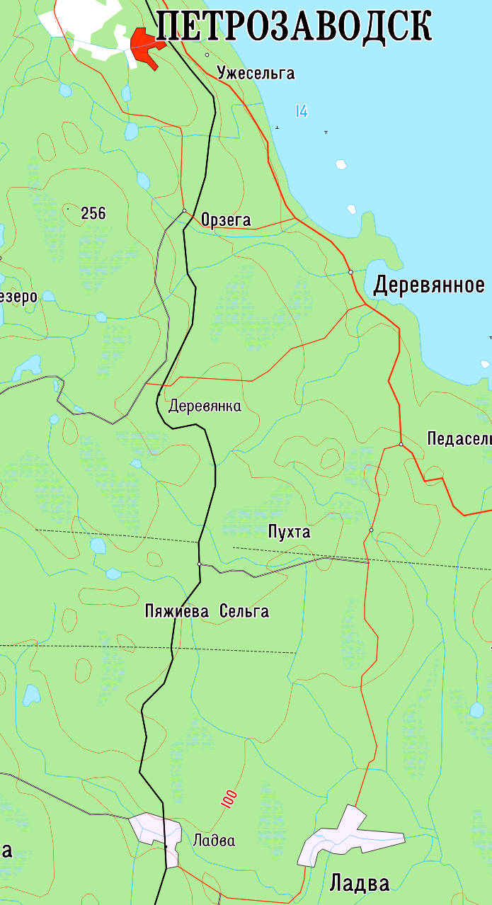 Обзорная топографическая карта Онежского озера