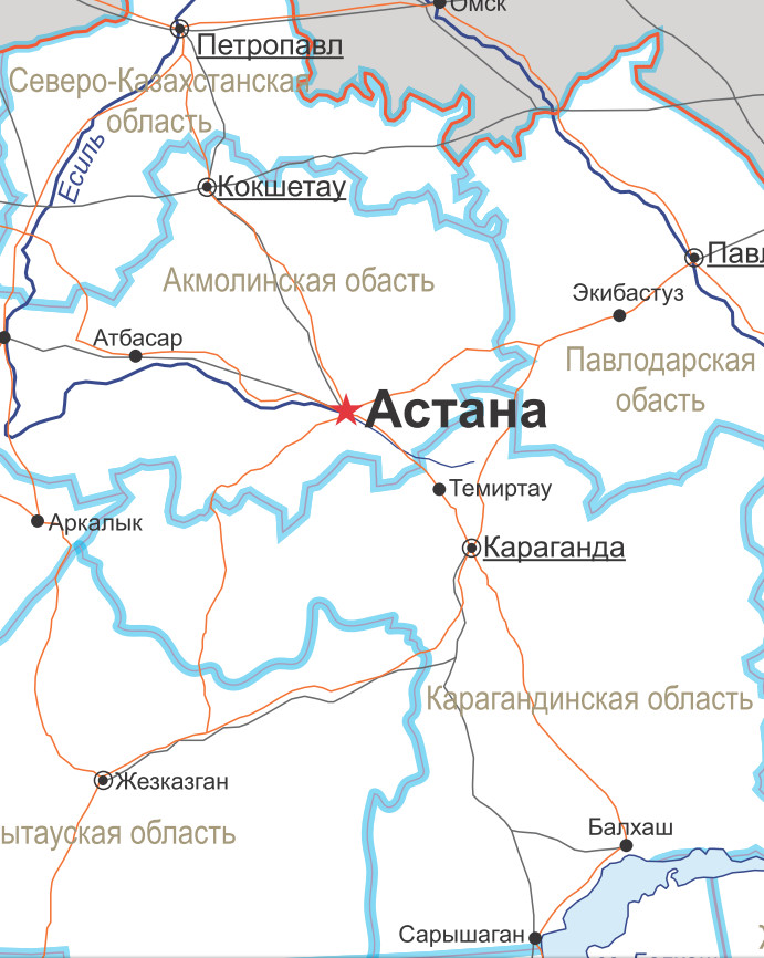 Векторная административная карта Казахстана 2023 г. ВАКК23
