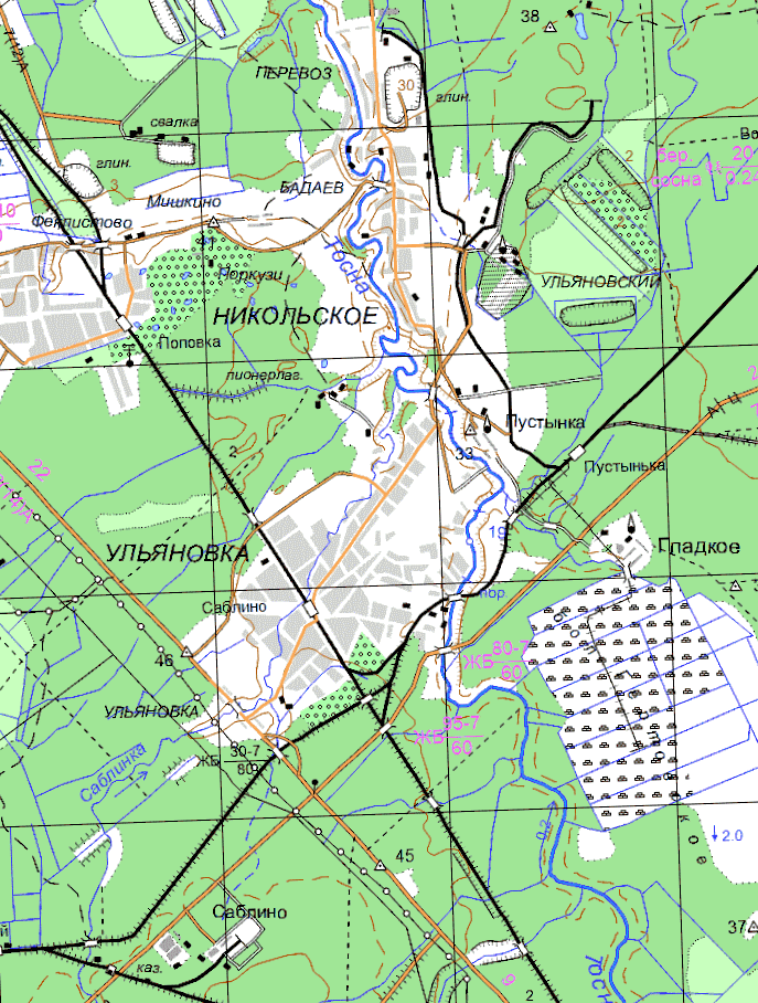 Топографическая карта Ленинградской области (2 км)