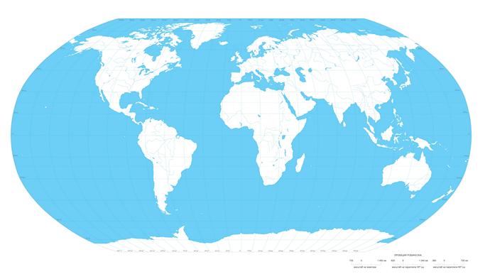 Векторная карта мира в проекции Робинсона