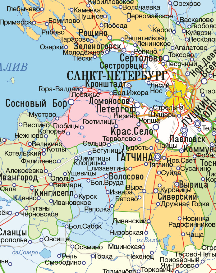 Векторная карта Ленинградской области с районами