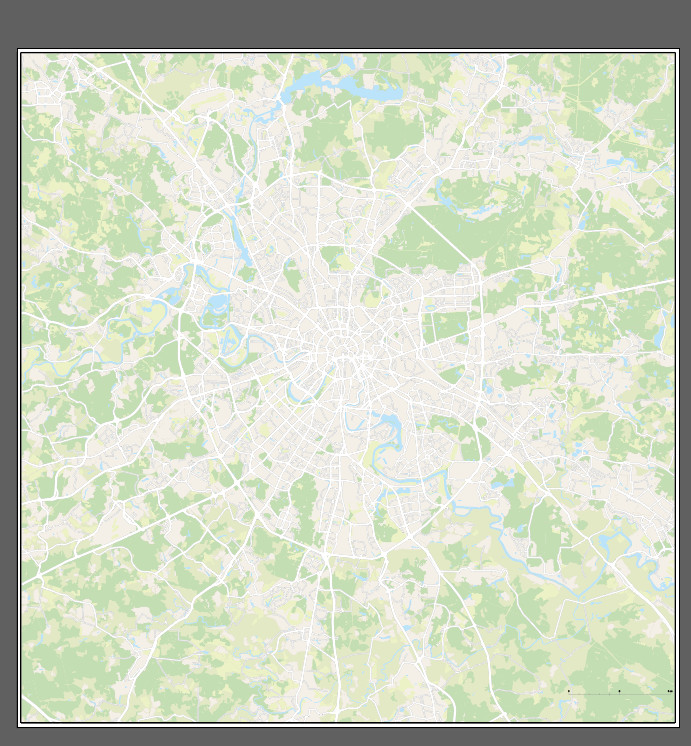 Векторная контурная позиционная карта Москвы