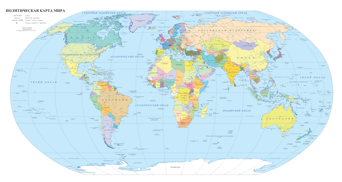 Векторная политическая карта Мир-Б для скачивания и печати AI SVG EPS