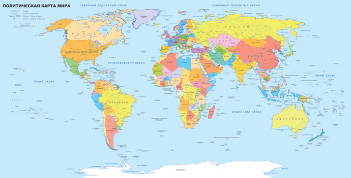 Векторная политическая карта Мир-Б для скачивания и печати AI SVG EPS