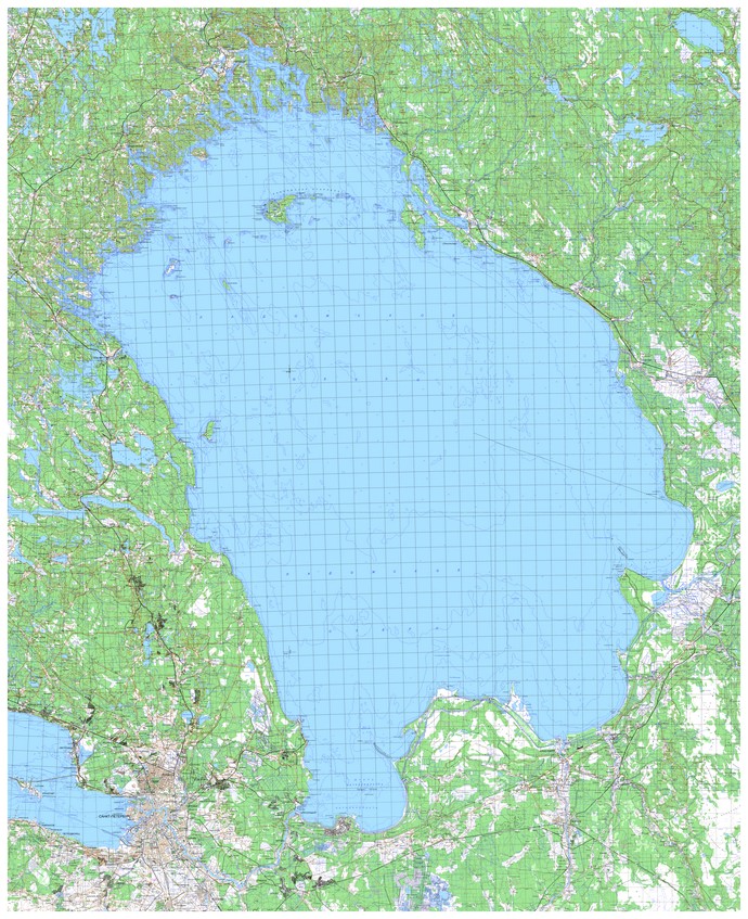 Большая топографическая карта Ладожского озера [2 км]
