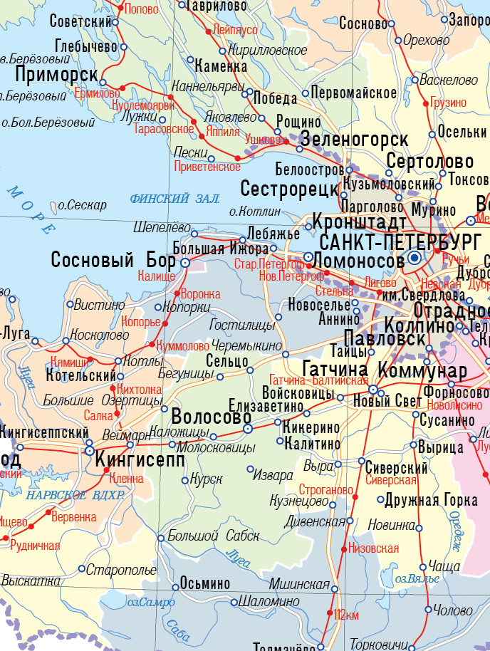 Векторная административная карта Ленинградской области