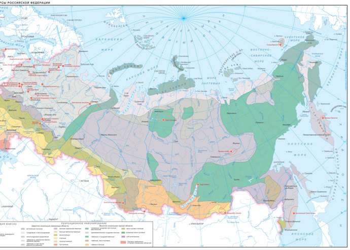 Векторная карта рекреационных ресурсов РФ