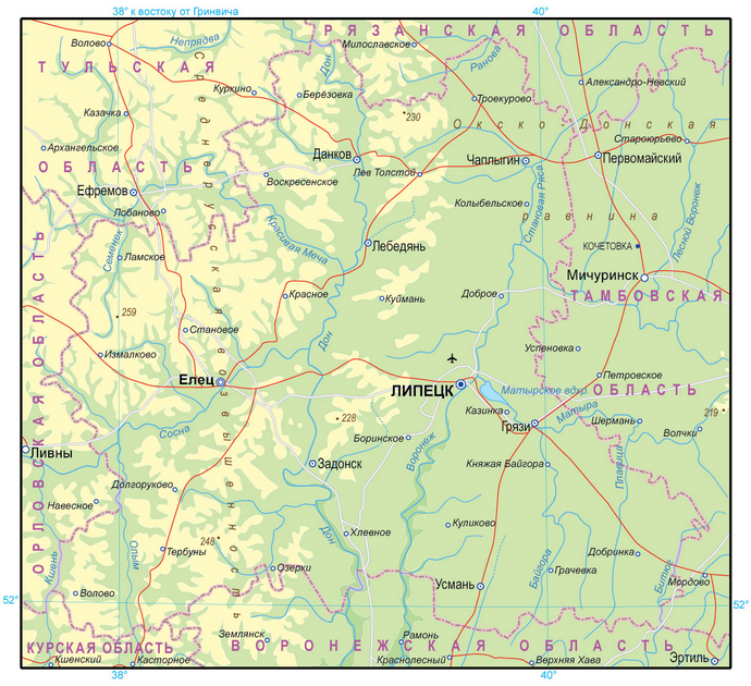 Векторные карты Липецкой  области для скачивания и печати AI SVG EPS P