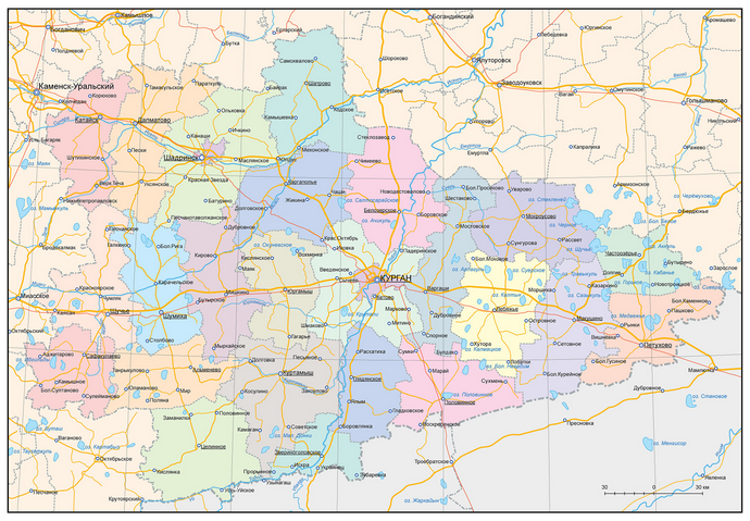 Векторные карты Курганской области для скачивания и печати AI SVG EPS