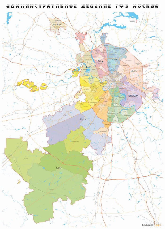 Векторная административная карта Москва-АМ