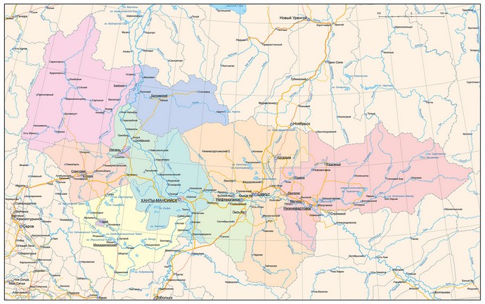 Карты Ханты-Мансийского автономного округа (ХМАО)