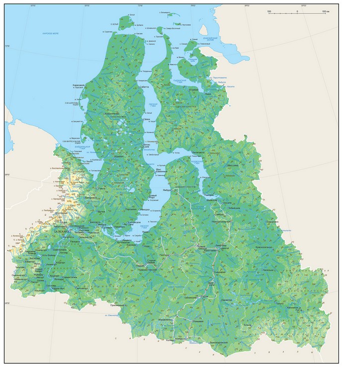 Векторные карты Ямало-Ненецкого автономного округа для скачивания и пе