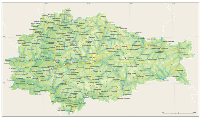 Векторные карты Курской области для скачивания и печати AI SVG EPS PDF