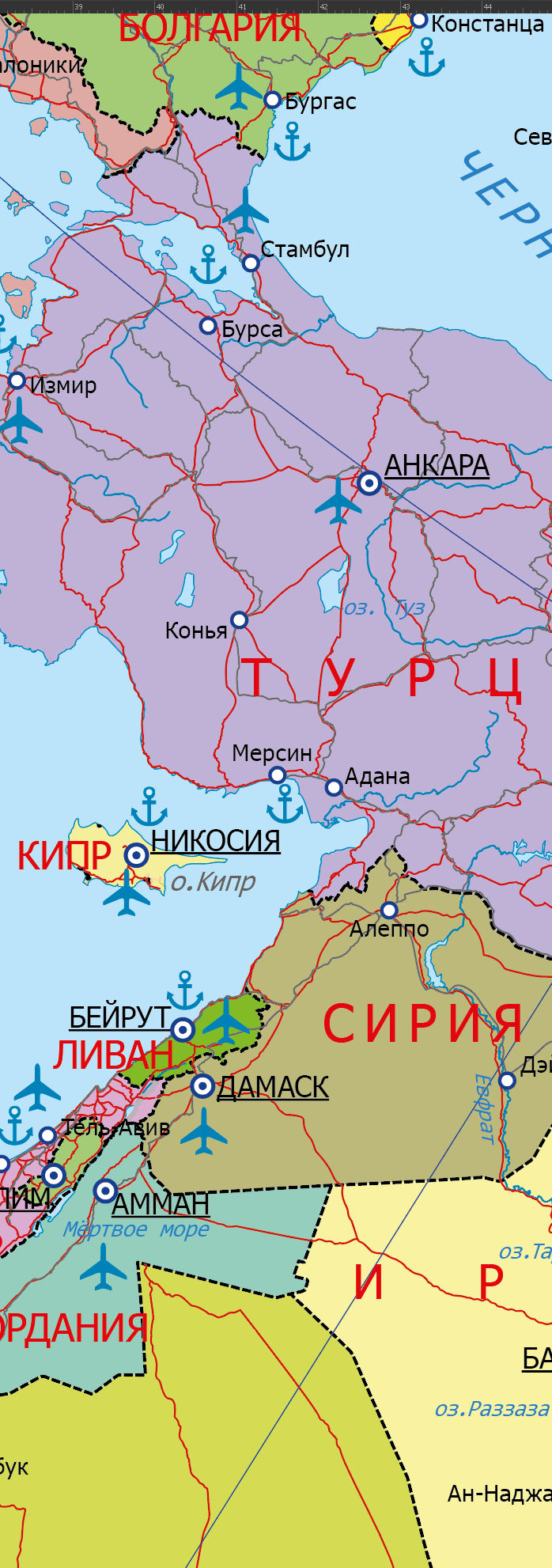 Векторная политическая карта Евразии с флагами Евразия-ПБ