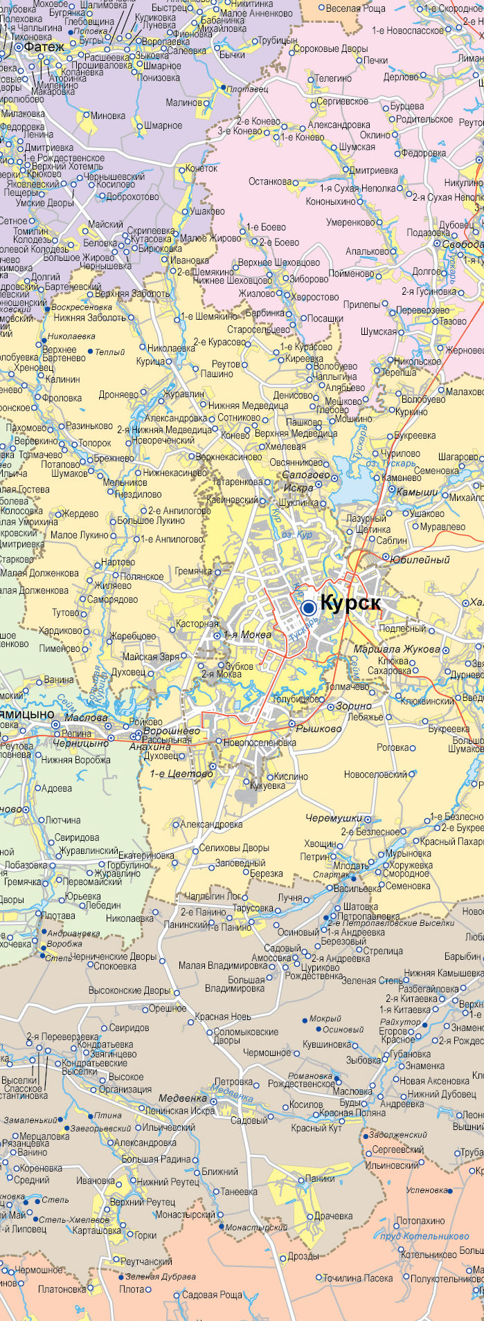 Векторные карты Курской области для скачивания и печати AI SVG EPS PDF