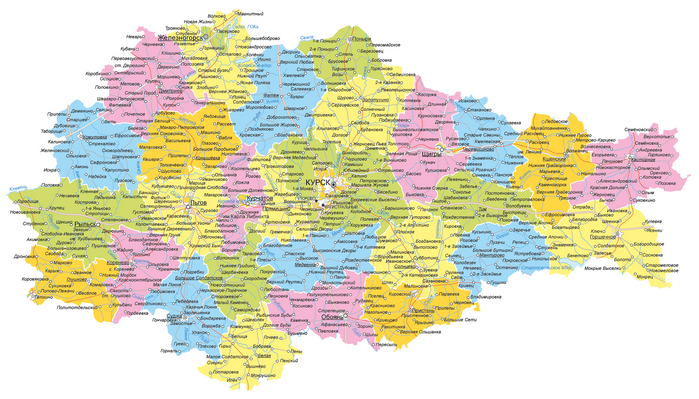 Векторные карты Курской области для скачивания и печати AI SVG EPS PDF