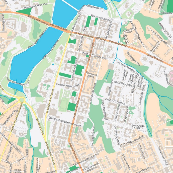 Векторные карты Чебоксар для скачивания и печати AI SVG EPS PDF CDR