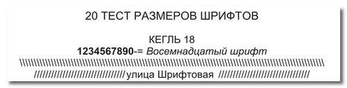 Лист теста размеров шрифтов А4