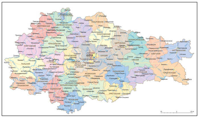 Векторные карты Курской области для скачивания и печати AI SVG EPS PDF