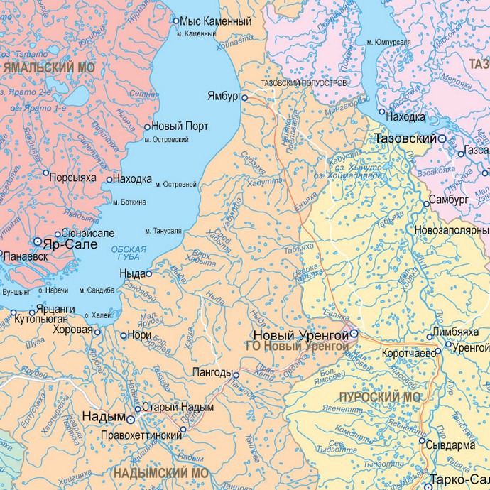 Векторные карты Ямало-Ненецкого автономного округа для скачивания и пе