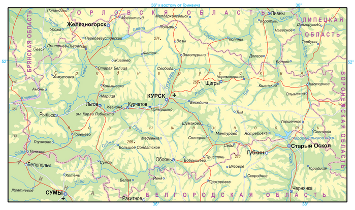 Векторные карты Курской области для скачивания и печати AI SVG EPS PDF
