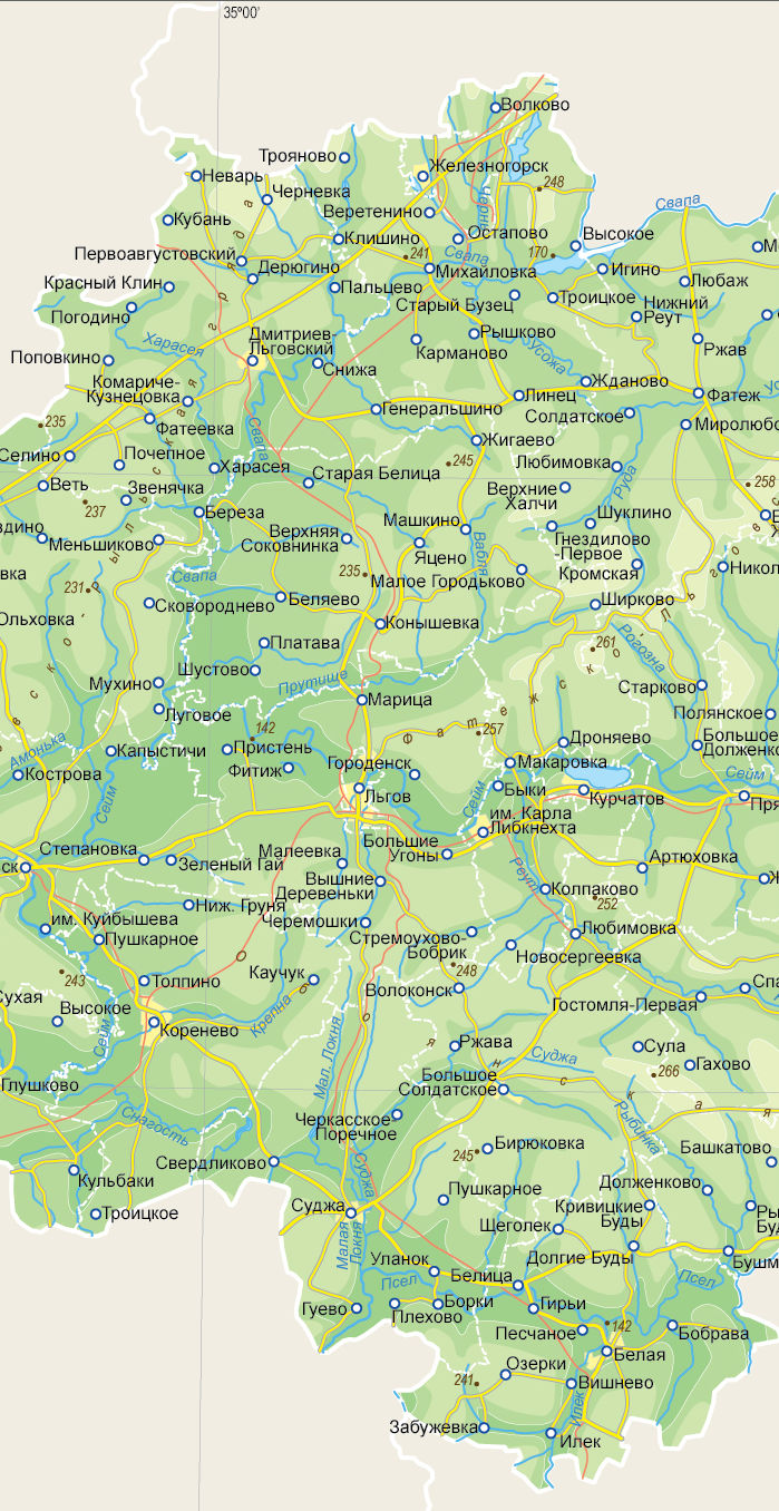 Векторные карты Курской области для скачивания и печати AI SVG EPS PDF