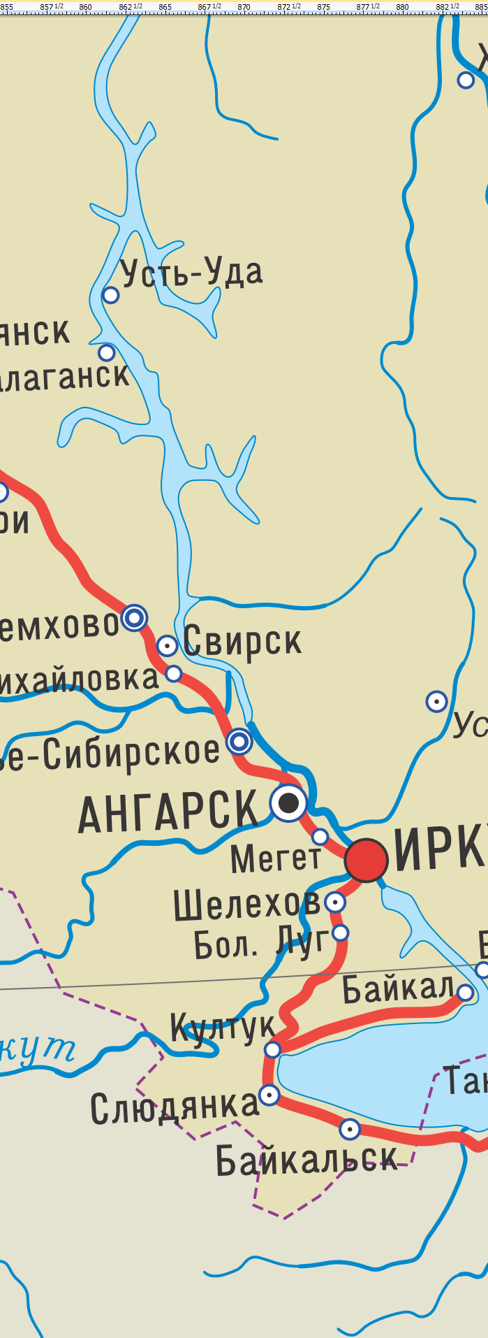 Векторная большая железнодорожная карта России РФ-ЖдБ