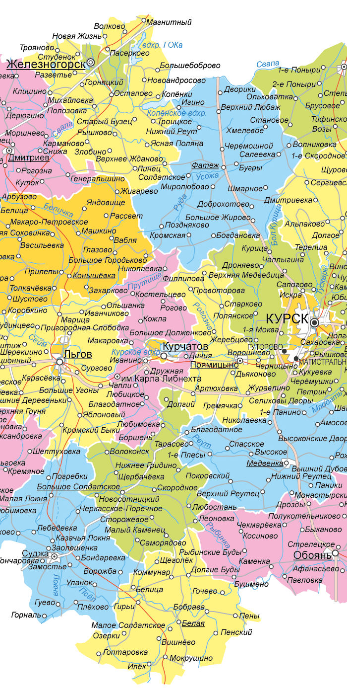 Векторные карты Курской области для скачивания и печати AI SVG EPS PDF